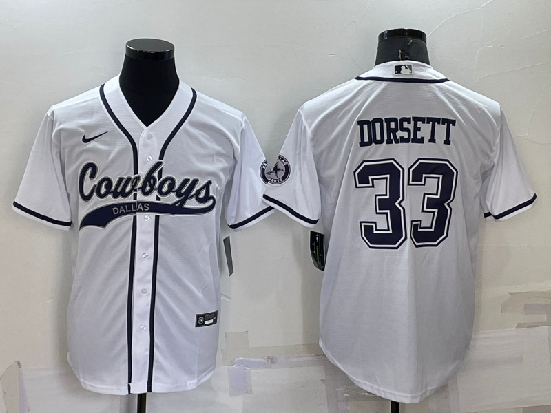 Men's Dallas Cowboys #33 Tony Dorsett White Cool Base Stitched Baseball Jersey